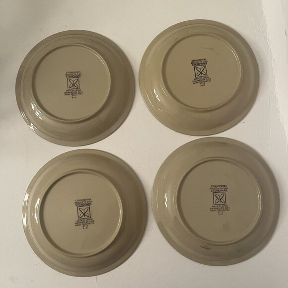 Strawberries Stoneware Japan 4 Plates Sears 4112 Replacement 7.5" VTG 70s - Picture 7 of 14